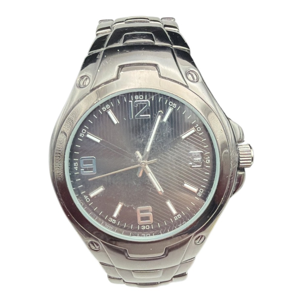 Merona FMDM217 Men's Watch Silver tone Stainless Steel Analog Untested